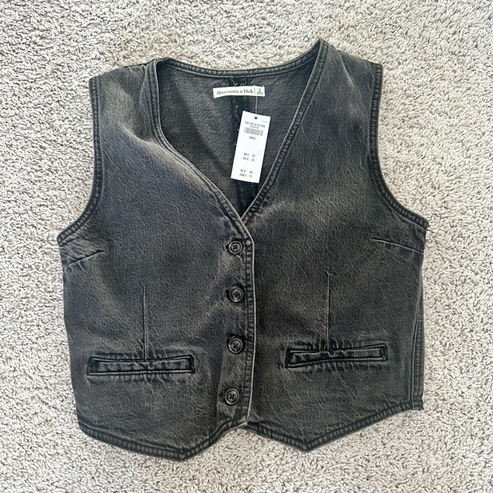 Abercrombie black mara denim vest